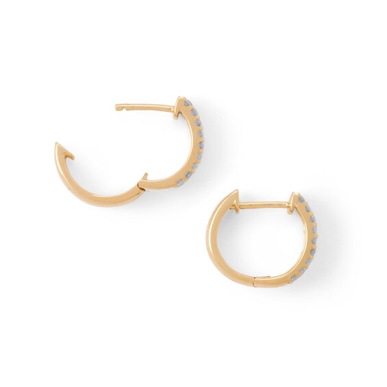 1/ CT. T.W. Diamond Three Row Huggie Hoop Earrings in 10K Gold
