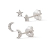Thumbnail Image 0 of 1/20 CT. T.W. Diamond Star and Moon Stud Earrings Two Piece Set in Sterling Silver