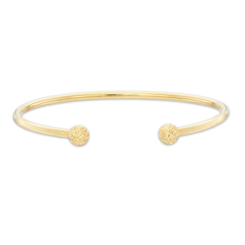 Main Image 1 of Diamond-Cut Ball Ends Cuff in 10K Gold Bonded Sterling Silver