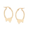 Thumbnail Image 0 of 20mm Double Heart Disc Tube Hoop Earrings in 10K Gold