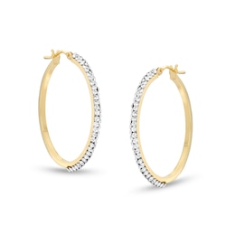 Made in Italy Cubic Zirconia Double Row Squared Hoop Earrings in 10K Gold Tube