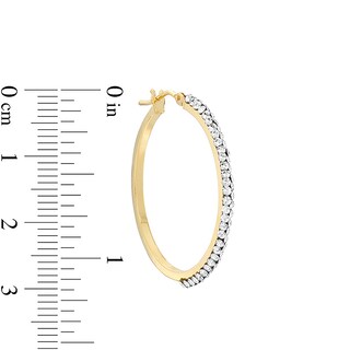 Made in Italy Cubic Zirconia Double Row Squared Hoop Earrings in 10K Gold Tube