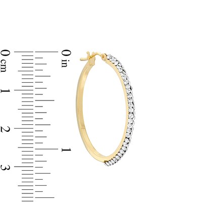 Made in Italy Cubic Zirconia Double Row Squared Hoop Earrings in 10K Gold Tube