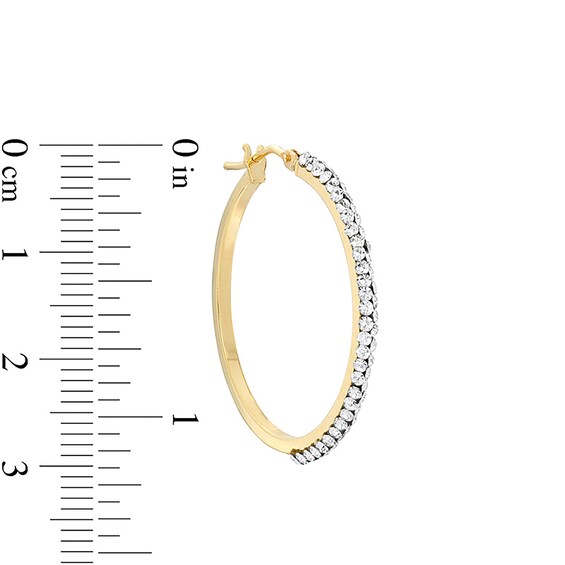 Made in Italy Cubic Zirconia Double Row Squared Hoop Earrings in 10K Gold Tube