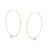 Thumbnail Image 0 of Cubic Zirconia Bead Continuous 60mm Tube Hoop Earrings in 10K Gold