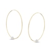 Thumbnail Image 0 of Cubic Zirconia Bead Continuous 60mm Tube Hoop Earrings in 10K Gold