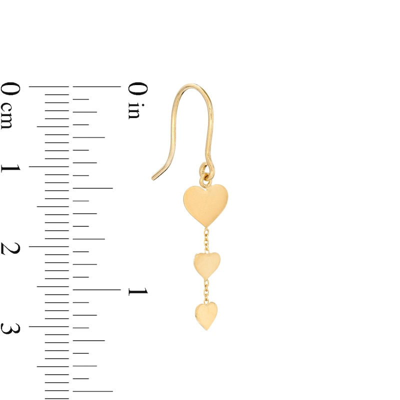 Main Image 2 of Triple Heart Disc Drop Earrings in 10K Gold