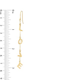 "LOVE" Letter Charm Chain Drop Earrings in 10K Gold