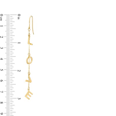 "LOVE" Letter Charm Chain Drop Earrings in 10K Gold