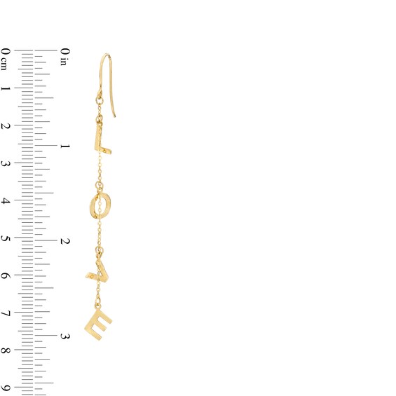 "LOVE" Letter Charm Chain Drop Earrings in 10K Gold