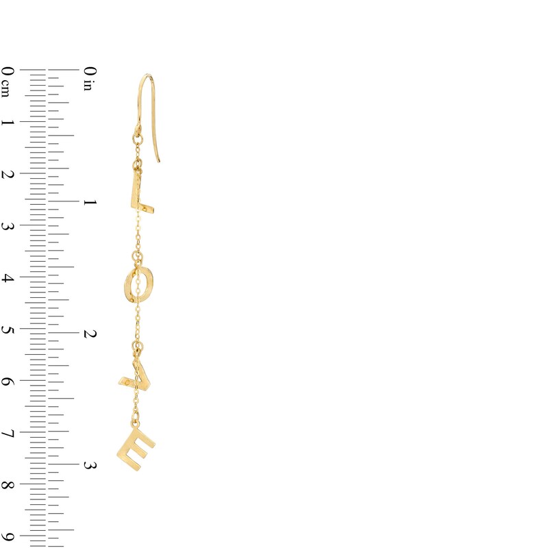 Main Image 2 of "LOVE" Letter Charm Chain Drop Earrings in 10K Gold