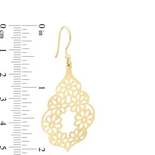 Diamond-Cut Floral Lattice Moroccan Drop Earrings in 10K Gold