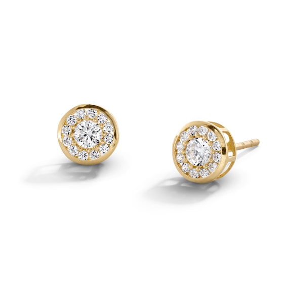 3mm Cubic Zirconia Frame Stud Earrings in 10K Gold