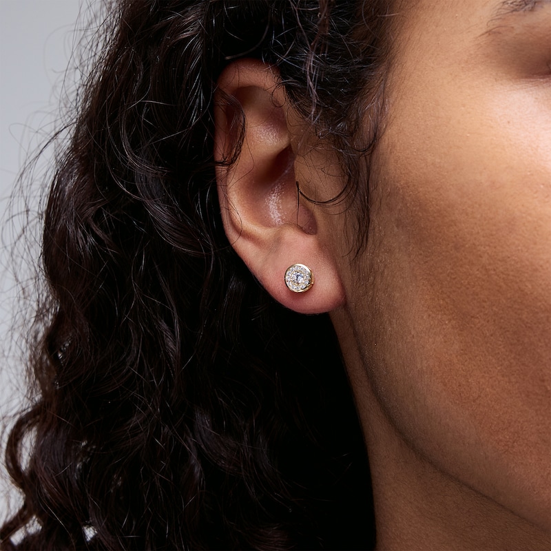Main Image 2 of 3mm Cubic Zirconia Frame Stud Earrings in 10K Gold