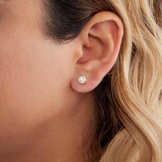 3mm Cubic Zirconia Frame Stud Earrings in 10K Gold