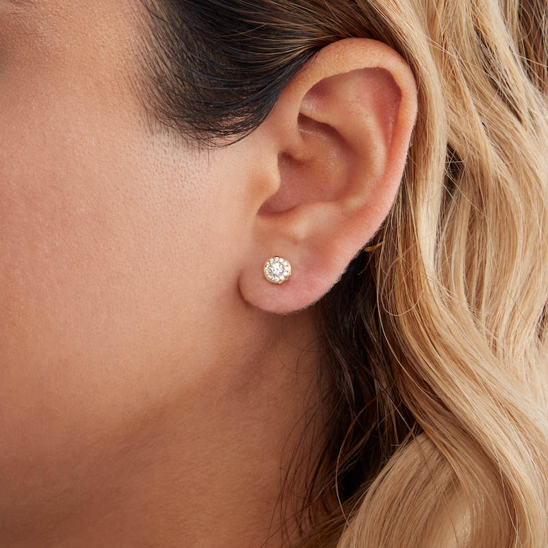 Main Image 3 of 3mm Cubic Zirconia Frame Stud Earrings in 10K Gold