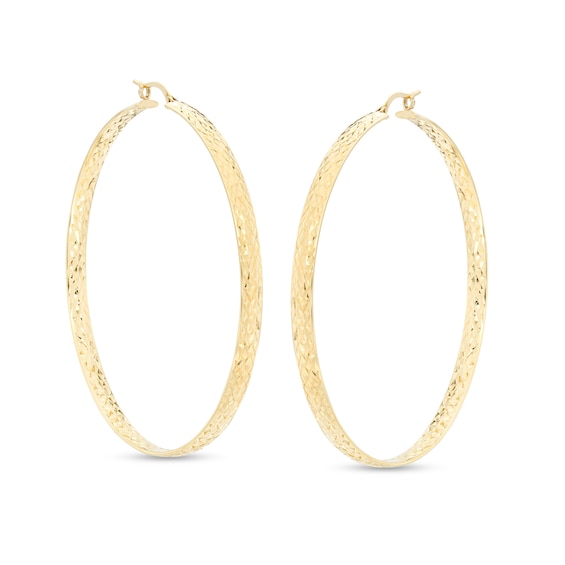 60mm Diamond-Cut Inside-Out Flat Hoop Earrings in 10K Gold Bonded Sterling Silver