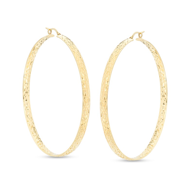 60mm Diamond-Cut Inside-Out Flat Hoop Earrings in 10K Gold Bonded Sterling Silver