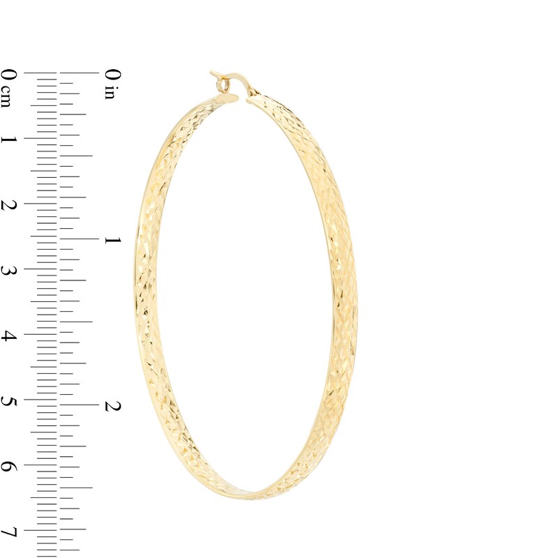 Main Image 2 of 60mm Diamond-Cut Inside-Out Flat Hoop Earrings in 10K Gold Bonded Sterling Silver