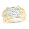 Cushion-Shaped Composite Cubic Zirconia Corner Accent Inlay Ring in 10K Gold - Size 10.5