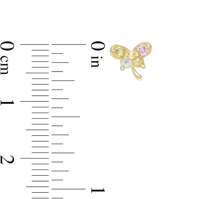 Main Image 2 of Child's Multi-Color Cubic Zirconia Dragonfly Stud Earrings in 10K Gold