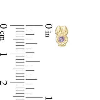 Child's Purple Cubic Zirconia Owl Stud Earrings in 10K Gold