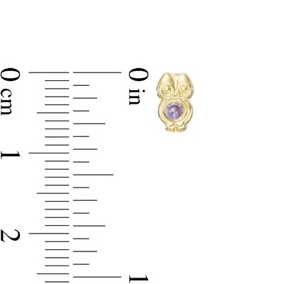 Child's Purple Cubic Zirconia Owl Stud Earrings in 10K Gold