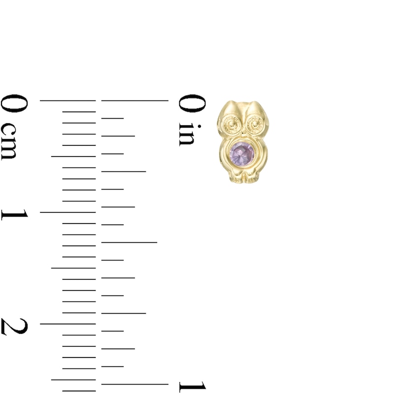 Main Image 2 of Child's Purple Cubic Zirconia Owl Stud Earrings in 10K Gold