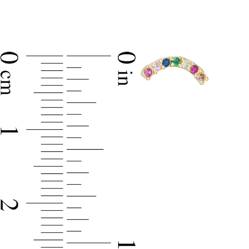 Main Image 2 of Child's Multi-Color Cubic Zirconia Seven Stone Curve Stud Earrings in 10K Gold
