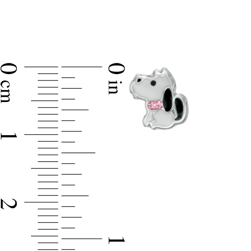 Main Image 2 of Child's Simulated Pink Crystal and Enamel Dog and Bone Stud Earrings Two Piece Set in Sterling Silver
