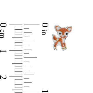 Child's Enamel Fawn, Raccoon and Fox Stud Earrings Three Piece Set in Sterling Silver