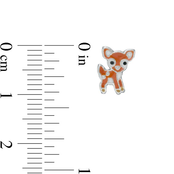 Child's Enamel Fawn, Raccoon and Fox Stud Earrings Three Piece Set in Sterling Silver