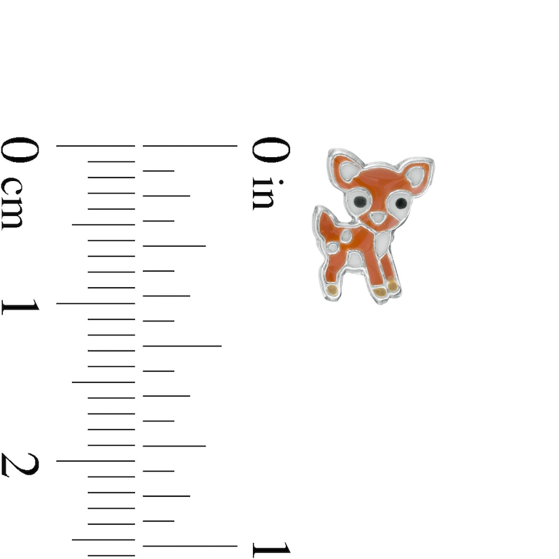Child's Enamel Fawn, Raccoon and Fox Stud Earrings Three Piece Set in Sterling Silver