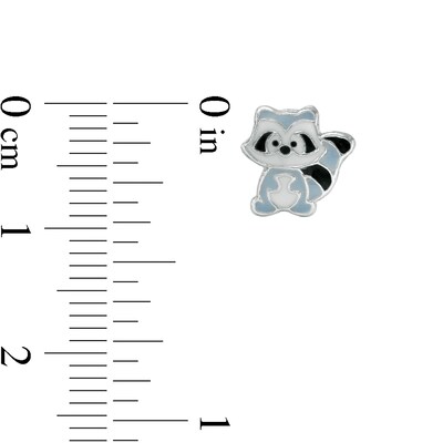 Child's Enamel Fawn, Raccoon and Fox Stud Earrings Three Piece Set in Sterling Silver