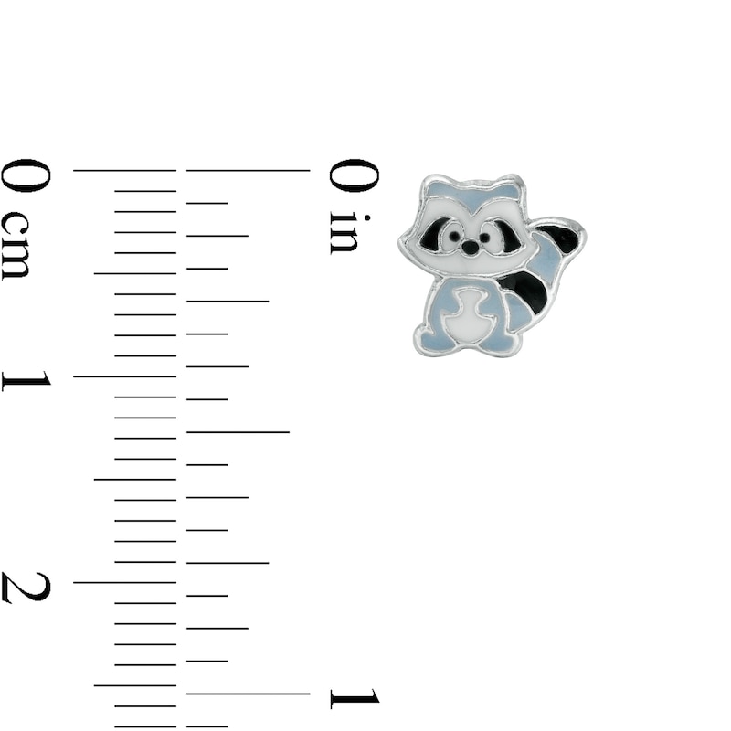 Child's Enamel Fawn, Raccoon and Fox Stud Earrings Three Piece Set in Sterling Silver