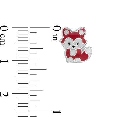 Child's Enamel Fawn, Raccoon and Fox Stud Earrings Three Piece Set in Sterling Silver