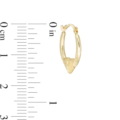 Child's Diamond-Cut Heart Hoop Earrings in 10K Stamp Hollow Gold