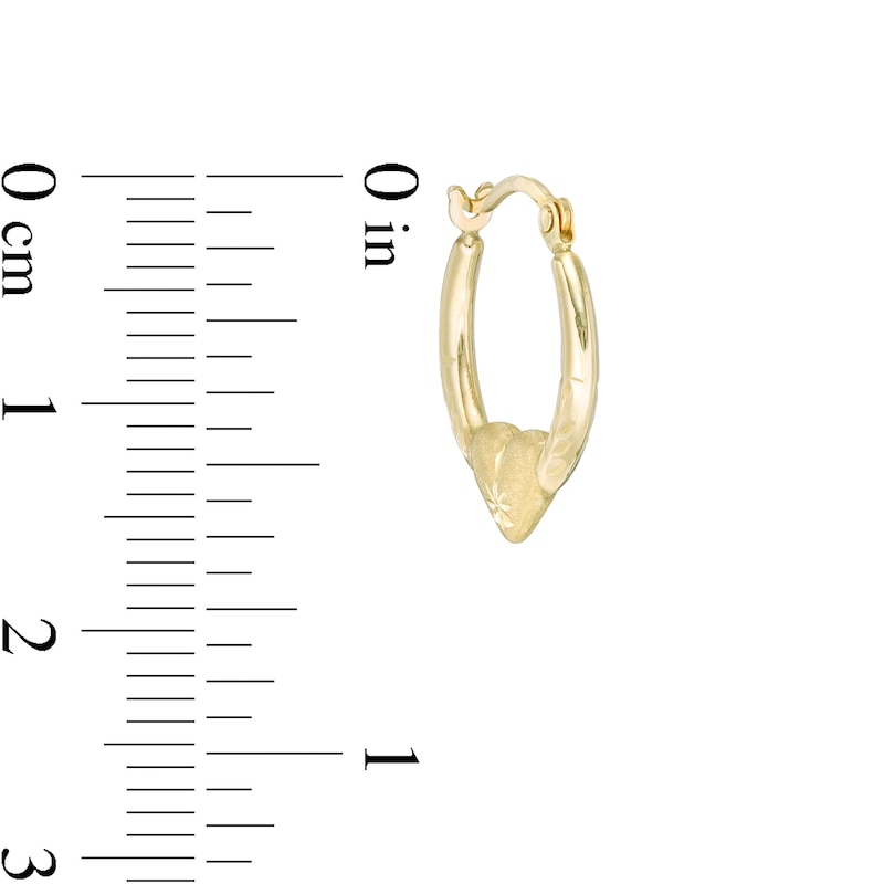 Child's Diamond-Cut Heart Hoop Earrings in 10K Stamp Hollow Gold