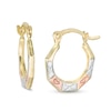 Thumbnail Image 1 of Child's "XO" Geometric Hoop Earrings in 10K Stamp Hollow Tri-Tone Gold