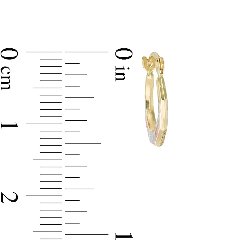 Main Image 2 of Child's "XO" Geometric Hoop Earrings in 10K Stamp Hollow Tri-Tone Gold