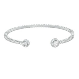 Cubic Zirconia Halo Cuff in Sterling Silver - 6.75&quot;