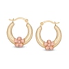 Thumbnail Image 1 of Child's Rose Hoop Earrings in 10K Stamp Hollow Two-Tone Gold