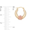 Thumbnail Image 2 of Child's Rose Hoop Earrings in 10K Stamp Hollow Two-Tone Gold