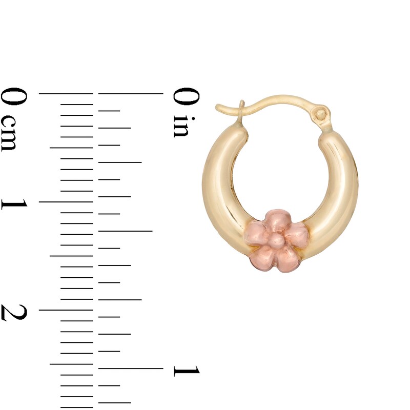 Main Image 2 of Child's Rose Hoop Earrings in 10K Stamp Hollow Two-Tone Gold