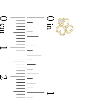 Child's Cubic Zirconia Clover Stud Earrings in 10K Gold