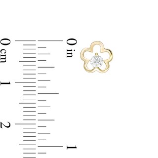 Child's Cubic Zirconia Flower Stud Earrings in 10K Gold