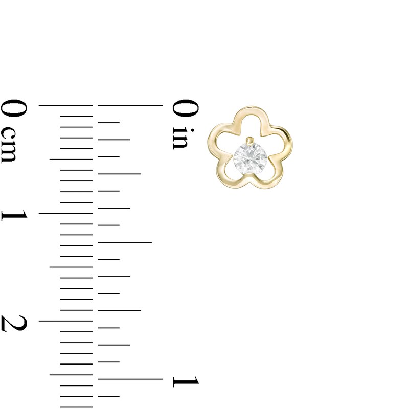 Child's Cubic Zirconia Flower Stud Earrings in 10K Gold