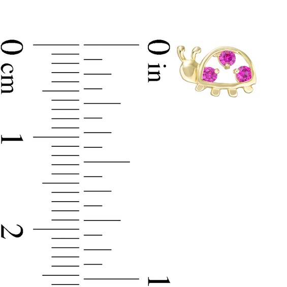Child's Red Cubic Zirconia Ladybug Stud Earrings in 10K Gold