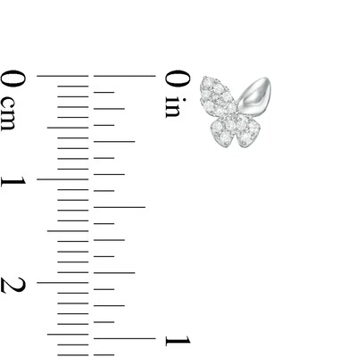 Child's Cubic Zirconia Butterfly Stud Earrings in Sterling Silver