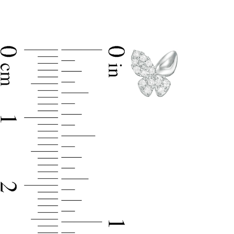 Child's Cubic Zirconia Butterfly Stud Earrings in Sterling Silver